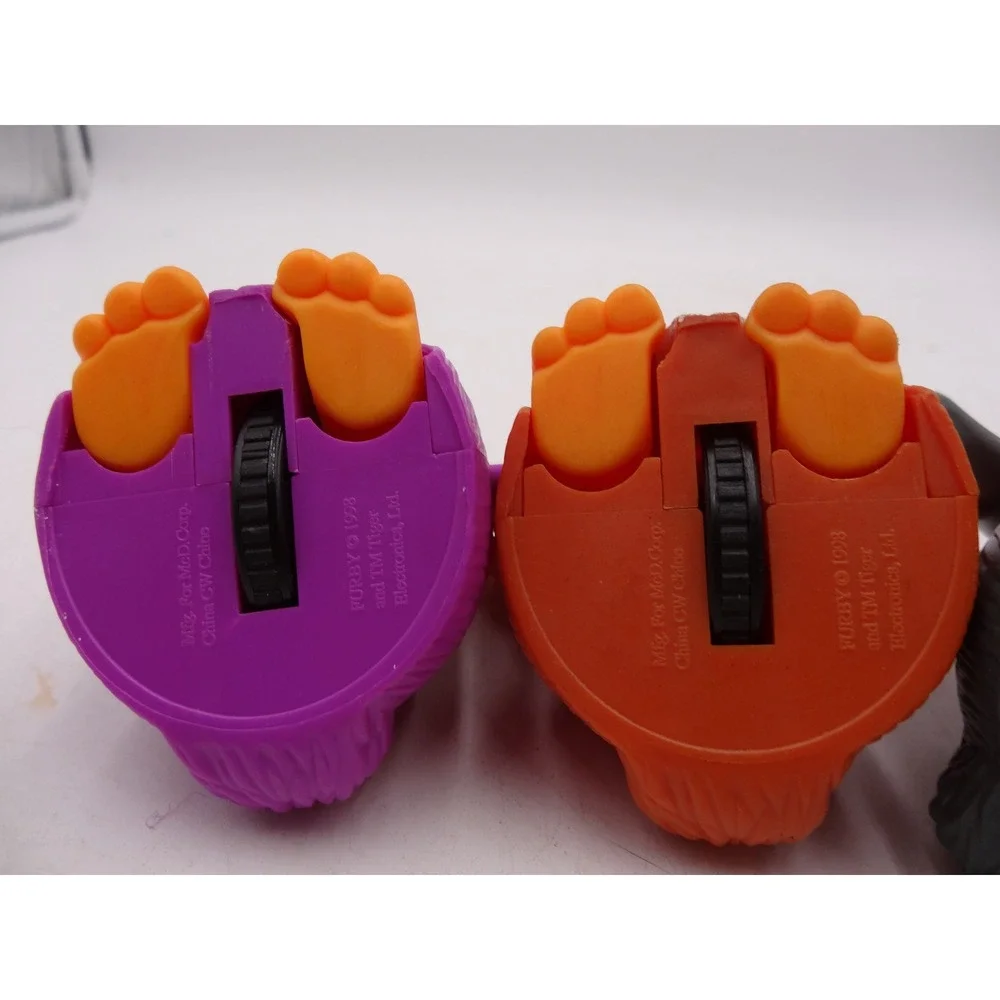 Vintage Furby McDonalds Happy Meal Toy Lot 1998 Purple Orange Grey Set of 3